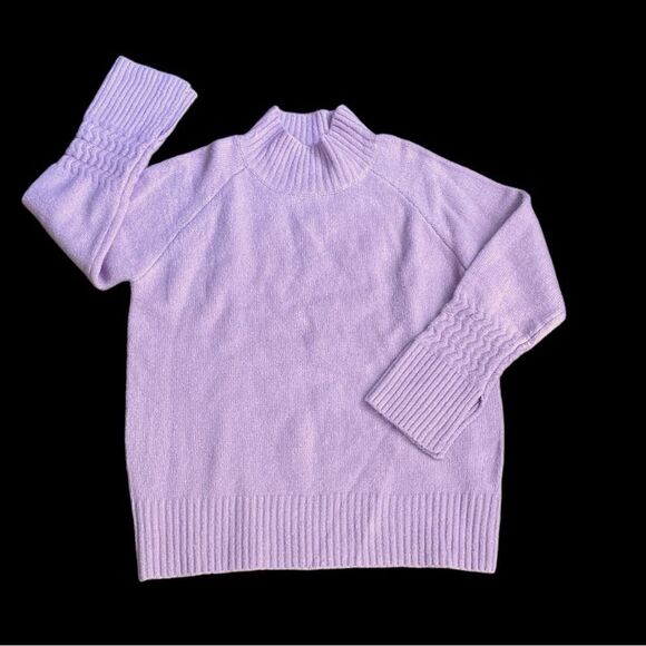 JOA J.O.A. Lilac Sweater Small Soft Knit Mock Neck with Long Sleeve Detail NWOT - Picture 3 of 14